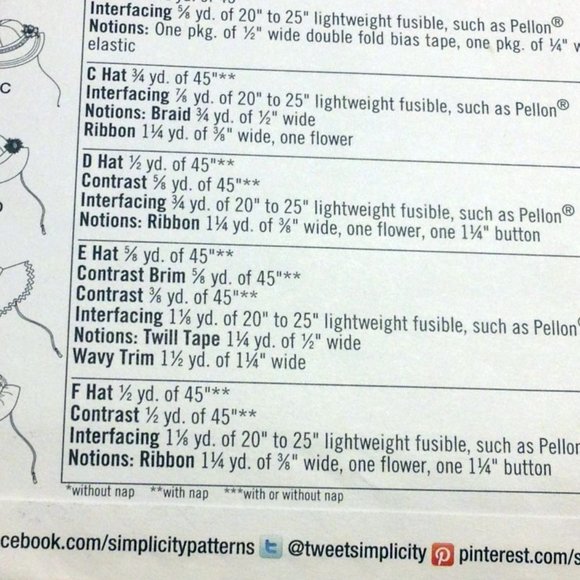 Sewing Pattern, Simplicity 1682 girls hat pattern, uncut - Picture 8 of 8